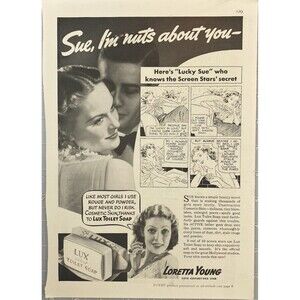 LUX Toilet Soap "Loretta Young: Do Not Risk Cosmetics Skin" Vintage Print Ad '36
